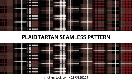 Collection of plaid tartan vector seamless pattern