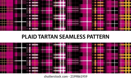 Collection of plaid tartan vector seamless pattern