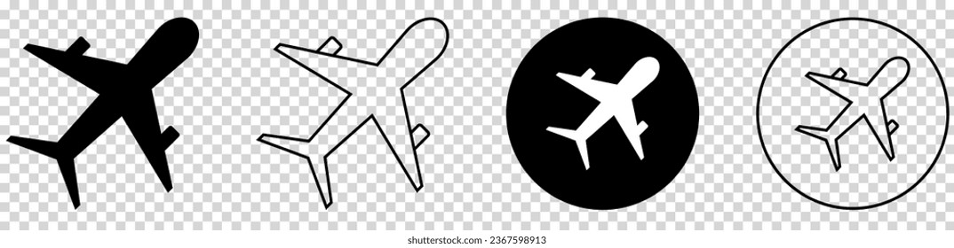 Sammlung von Flugzeugsymbolen. Vektorgrafik einzeln auf transparentem Hintergrund