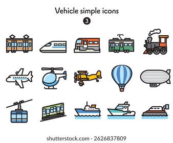 Collection of plane, train and ship icons