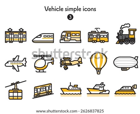 Collection of plane, train and ship icons