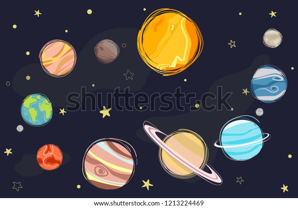 太陽系内の惑星の集合 太陽系の惑星 惑星系 ベクターイラスト のベクター画像素材 ロイヤリティフリー
