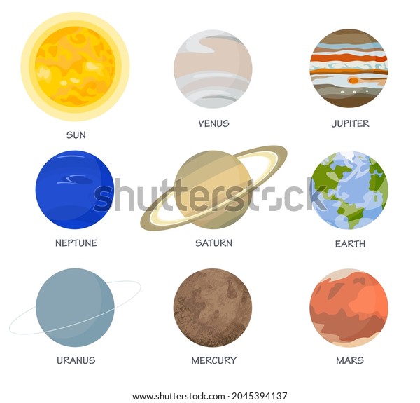 Collection Planets Solar System Signed Names Stock Vector (Royalty Free ...