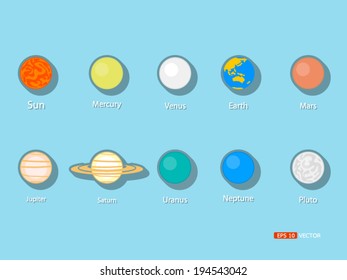 Collection of the Planets in the Solar System, vector eps 10