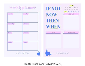 Collection of planners templates. Blank vertical notepad page. Business Organizer. Calendar daily, weekly, monthly, yearly, habit tracker, project, notes, goals. Editable vector illustration