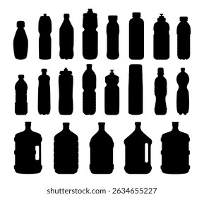 Sammlung von Plastikflaschen Silhouetten