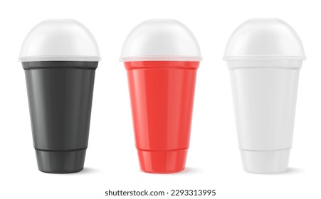 collection of plastic cups isolated on white background. Vector illustration