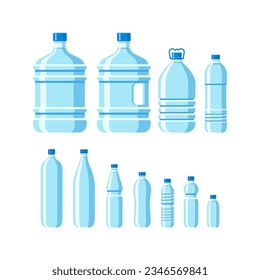 Collection of plastic water bottles. vector illustration bottles plastic.