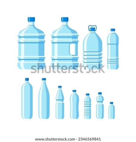 Collection of plastic water bottles. vector illustration bottles plastic.