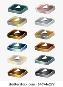 Collection of play metal web button. 