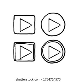 collection of Player Button icon sign with hand drawn doodle style vector