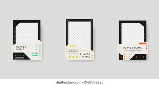 Collection of player frames template. Game card frame template design.