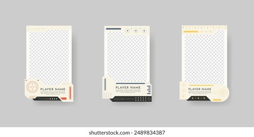 Collection of player frames template. Game card frame template design.