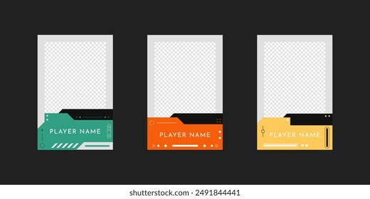 Collection of player frames template. Game card frame template design.