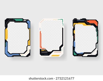 Collection of player frames template. Game card frame template design.