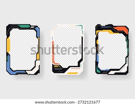 Collection of player frames template. Game card frame template design.