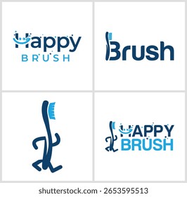 Collection of Playful Toothbrush Logos Exploring Fun Dental Hygiene Concepts with Whimsical Designs and Creative Typography for Branding