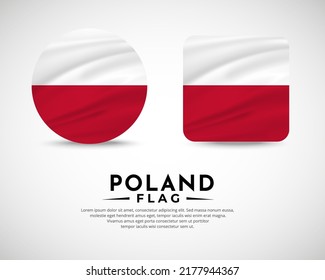 Collection of Poland flag emblem icon. Poland flag symbol icon vector.
