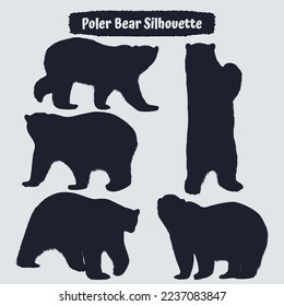 Sammlung von Polar-Bärensilhouetten in verschiedenen Positionen