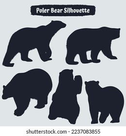 Collection of Polar bear silhouettes in different positions