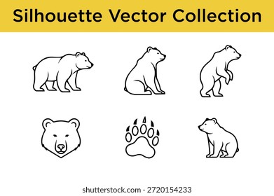Sammlung von Eisbär-Silhouetten einzeln auf weißem Hintergrund