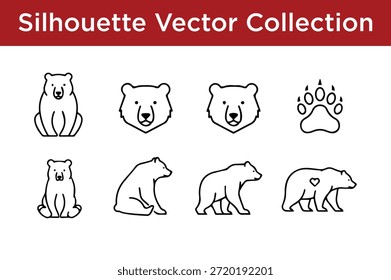 Sammlung von Eisbär-Silhouetten einzeln auf weißem Hintergrund