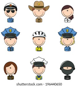 Collection Of Police Department Employees Avatars