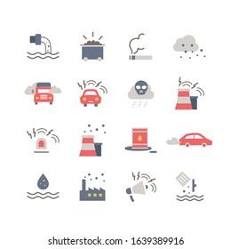 COLLECTION OF POLLUTION FLAT ICONS