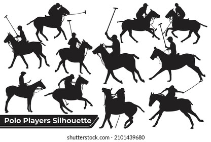 Collection of Polo Player Silhouette vector