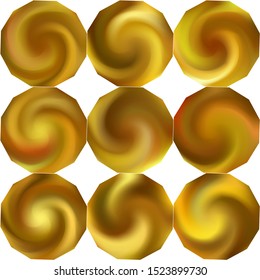 Collection of polygonal smooth backgrounds. Creative style of 90th, 80th. Trendy soft color polygon. Yellow elegant and easy editable colorful fluid covers for your creative projects.