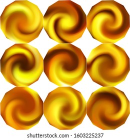 Collection of polygonal smooth backgrounds. Geometric style of 90th, 80th. Trendy soft color concept. Yellow elegant and easy editable colorful fluid covers for your creative projects.