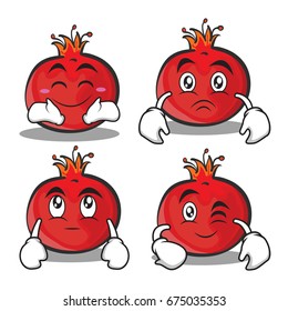 Collection Of Pomegranate Cartoon Character Style Set