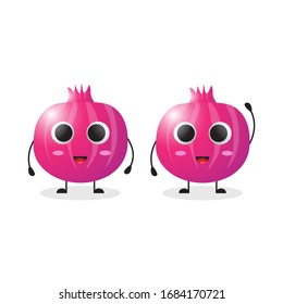 the collection of pomegranate in the different posing. vector illustration cute cartoon fruit character set on white background