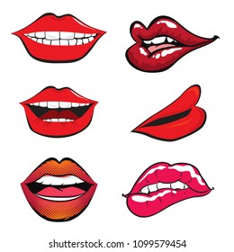Collection of pop art lips