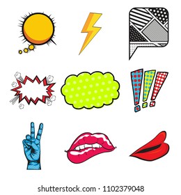 Collection of pop art style. Vector illustration