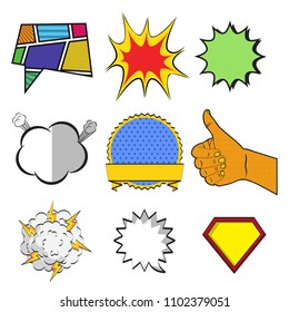 Collection of pop art style. Vector illustration