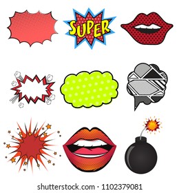 Collection of pop art style. Vector illustration