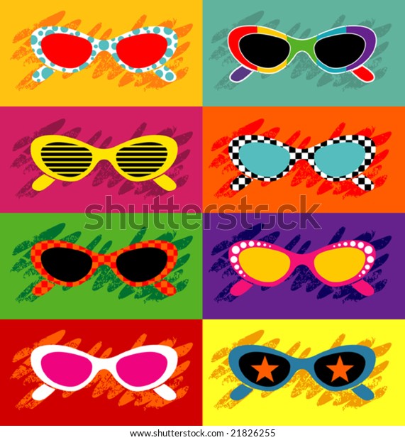 Collection Pop Art Sunglasses Stock Vector (Royalty Free) 21826255