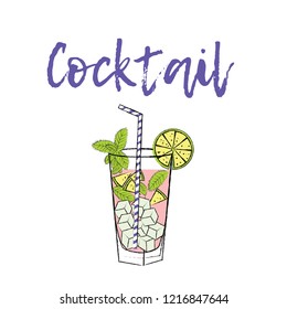 Collection of popular cocktails for the menu. Vector illustration.