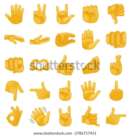 Collection of popular emoji hand gesture icons for social media and digital design