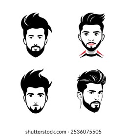 Collection of popular men's hairstyle and haircut vector silhouettes, perfect for digital design projects. From classic to contemporary cuts, these high-quality vector silhouette arts.