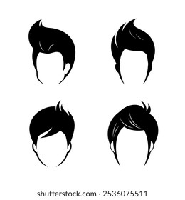 Coleção de estilo de cabelo masculino popular e silhuetas vetor corte de cabelo, perfeito para projetos de design digital. De cortes clássicos a contemporâneos, estas artes de alta qualidade de silhueta vetorial.