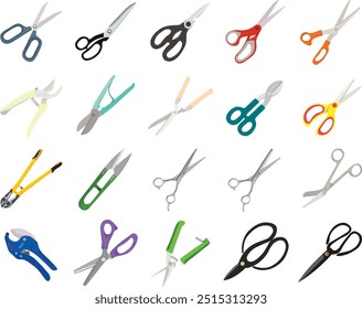 Collection of popular types of scissors