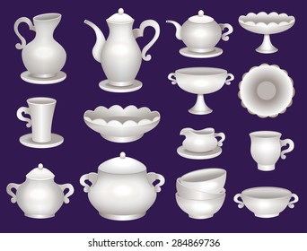 collection of porcelain tableware for tea 