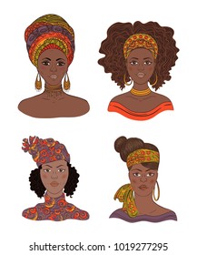 Portrait African Woman Hand Drawn Vector Stock Vector (Royalty Free ...