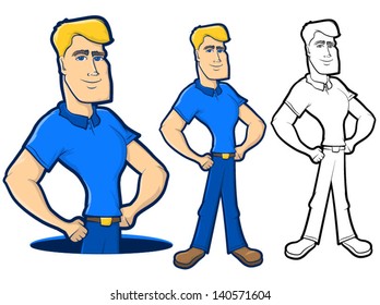 Collection of poses for a plumber or mechanic worker/Blue Collar Character Set Vector