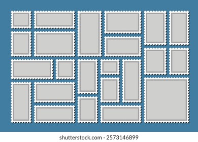 Collection of postage frames Set postmarks for mail letter Postal stamp Blank borders of post stamp