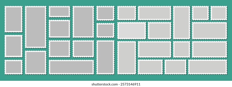 Collection of postage frames Set postmarks for mail letter Postal stamp Blank borders of post stamp