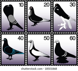 collection of postage stamps doves set