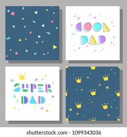 Collection of postcards and backgrounds for the father's day. Cool Dad, Super Dad.  Prints correspond to postcards in style. 